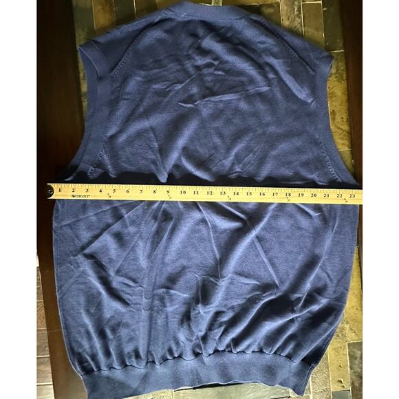 Fairway & Greene V-Neck Vest Extra Large Argyle Mens 100% Pima Cotton Golf Navy - Picture 3 of 6